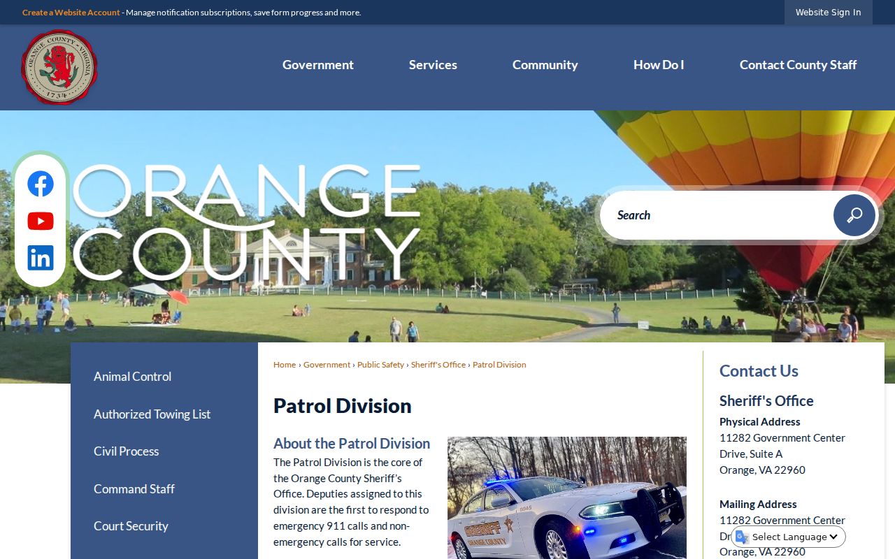 Orange County arrest history patrol and warrant service information