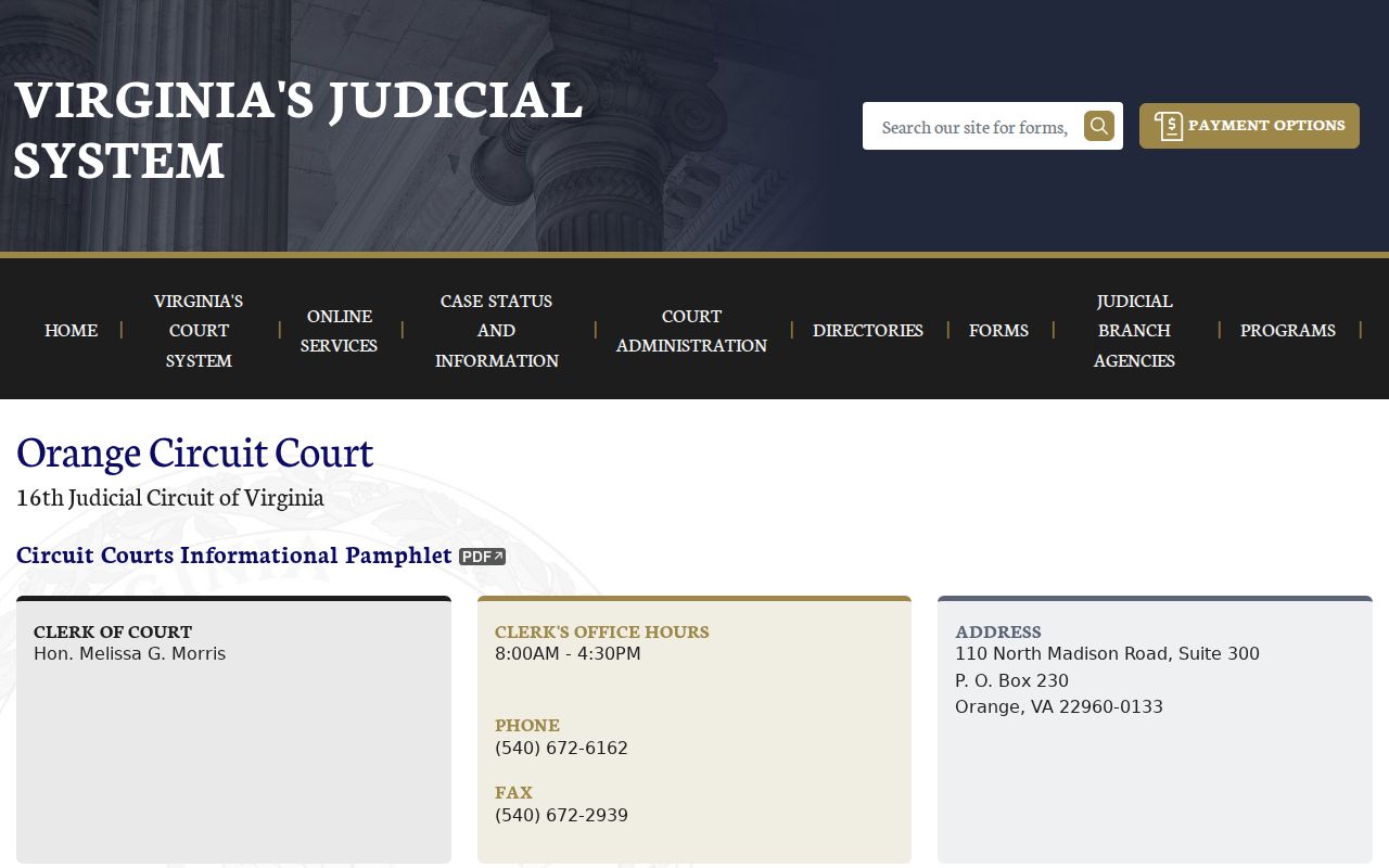Orange County criminal court cases Circuit Court directory