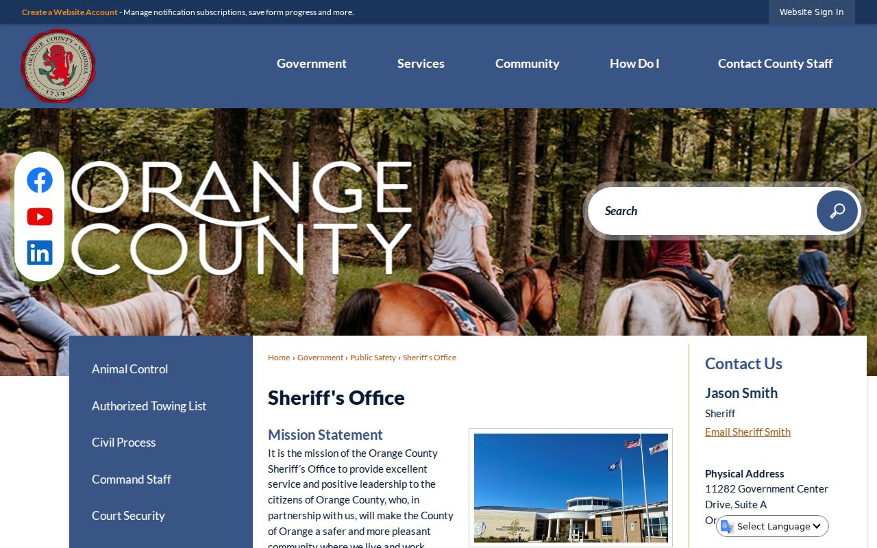 Orange County Sheriff's Office official records and services page