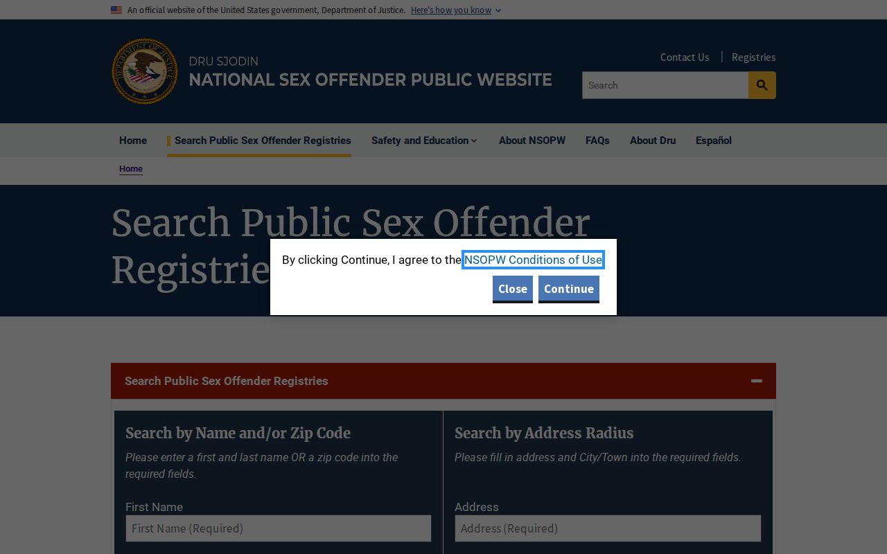Orange County sex offender check using the national NSOPW search