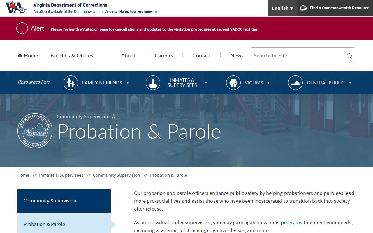 Orange County registry record and Virginia probation parole structure